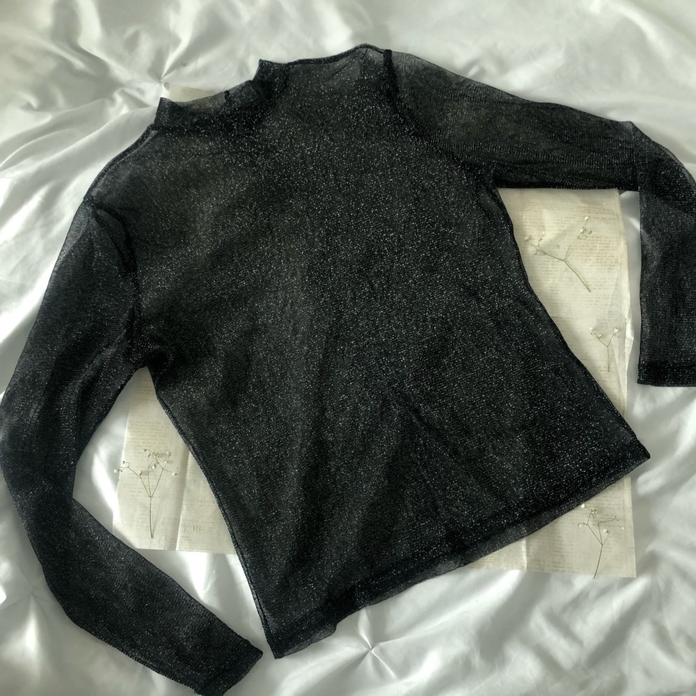 Black & Silver Sheer Top